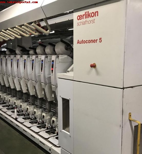  Schlafhorst Autoconer 5 Bobin Makinas<br><br>50 drums<br>
Loepfe C clearing system<br>
Clearing head type Yarn Master Zenit<br>
Water splicers<br>
Splicing prism type LC5 2B<br>
Without waxing<br>
2 doffers each<br>
3 preparation stations<br>
Conicty 5.57<br>
Suction motor with inverter drive<br>
Individual suction<br>
160 caddy for each<br>
Cops bottom diam. 20mm<br>
380V/50Hz/66A