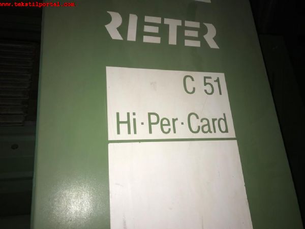 4 Pcs Rieter C51 Cards will be sold  +90 506 909 5419 Whatsapp<br><br>4 units 2004 model Rieter C51 Carding machines will be sold