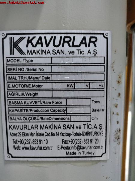 Satlk Kavurlar balya presi, kinci el Kavurlar marka balya pres makinas